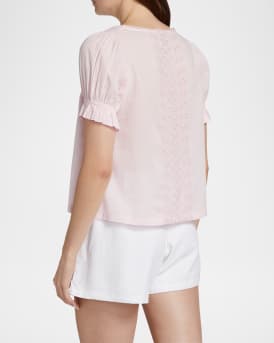 Prim Eyelet Puff-Sleeve Blouse