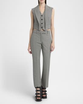 Upturned Lapel Single-Breasted Houndstooth Vest