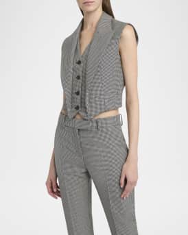 Upturned Lapel Single-Breasted Houndstooth Vest