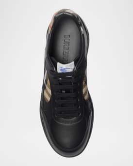 Men's Terrace Leather and Check Low-Top Sneakers
