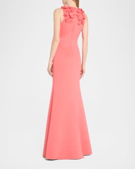 3D Floral Scuba Gown