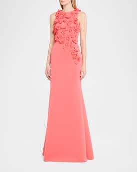 3D Floral Scuba Gown