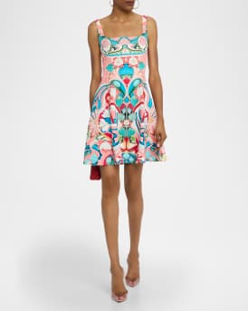 Freya Square-Neck Sleeveless Fit-&-Flare Mini Dress