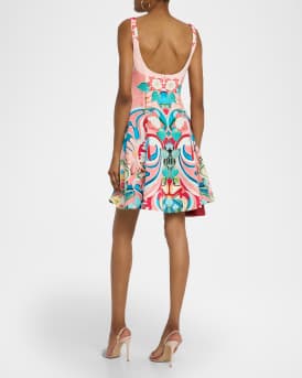 Freya Square-Neck Sleeveless Fit-&-Flare Mini Dress