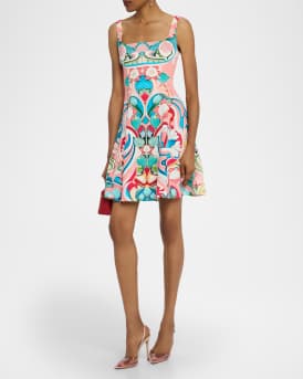 Freya Square-Neck Sleeveless Fit-&-Flare Mini Dress
