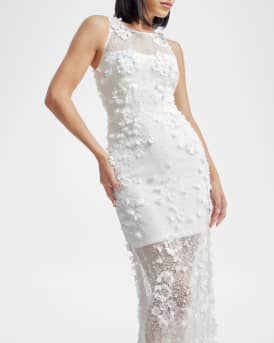 Helena Beaded Floral Applique Midi Dress