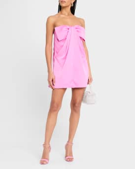 Strapless Draped Bow-Front Mini Dress