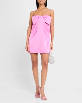 Strapless Draped Bow-Front Mini Dress