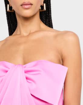 Strapless Draped Bow-Front Mini Dress