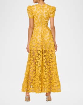 Exclusive Clara Embroidered Puff-Sleeve Gown