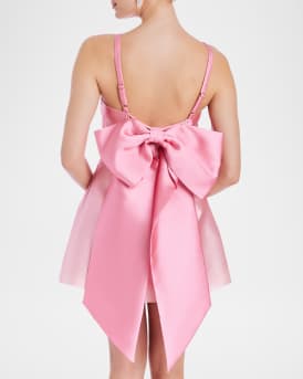 Aniston Fit-&-Flare Twill Mini Dress with Bow