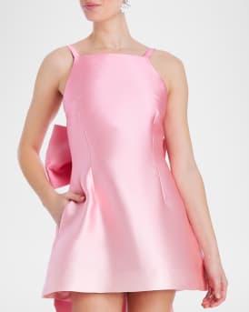 Aniston Fit-&-Flare Twill Mini Dress with Bow