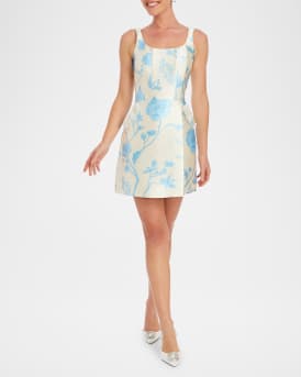 Chianti Embellished Floral-Print Mini Dress