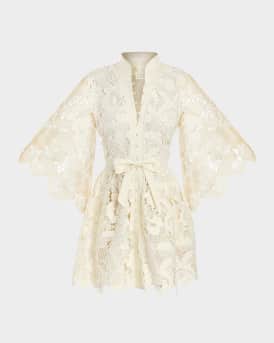 Carmen Bow-Front Floral Lace Mini Dress