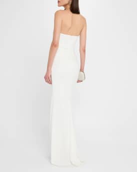 Strapless Cutout Twist-Front Column Gown