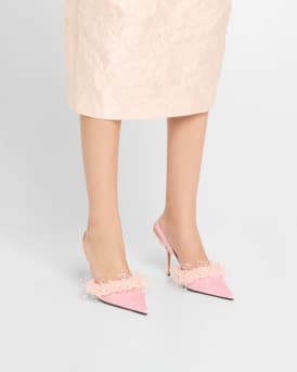 Floating Pearly Satin Slingback Pumps