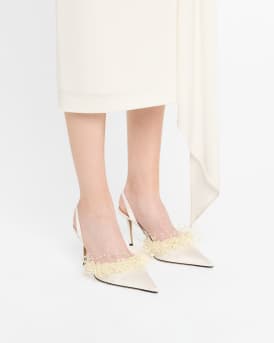 Floating Pearly Satin Slingback Pumps