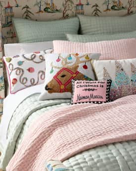 All I Want For Christmas Is Neiman Marcus Beaded Pillow, 9" x 11"