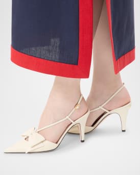 Bowow Leather Slingback Pumps