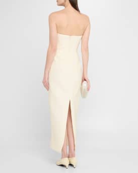Draped Tulip Strapless Sheath Ankle Dress