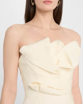 Draped Tulip Strapless Sheath Ankle Dress