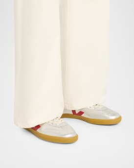 Volley Low-Top Metallic Leather Sneakers