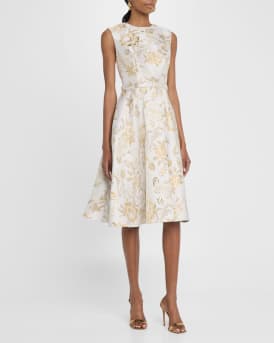 Metallic Jacquard Sleeveless A-Line Dress