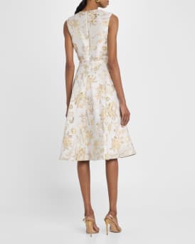 Metallic Jacquard Sleeveless A-Line Dress
