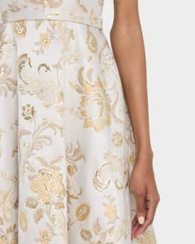 Metallic Jacquard Sleeveless A-Line Dress