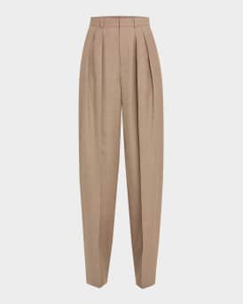 Saint Laurent High-Rise Pleated Tapered-Leg Trousers