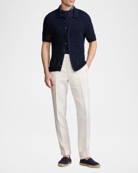 Men's Textured Short-Sleeve Cardigan