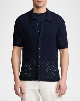Men's Textured Short-Sleeve Cardigan