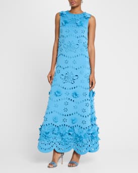 Cutout Beaded Floral Applique Gown