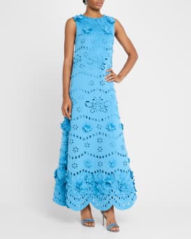 Cutout Beaded Floral Applique Gown