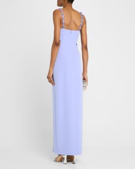 Emma Cutout Floral Applique Column Gown
