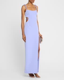 Emma Cutout Floral Applique Column Gown
