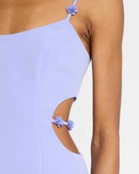 Emma Cutout Floral Applique Column Gown