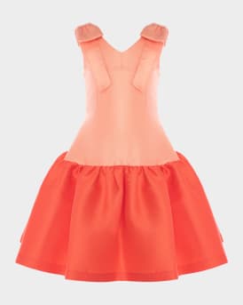 Girl's Sleeveless Two-Tone Satin Dress, Size 3T-12