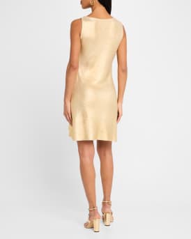 Foiled Lace Embroidered Knit Sleeveless Mini Dress