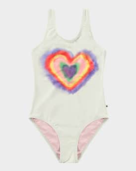 Girl's Nika Printed Low Back Swimsuit, Size 8-12