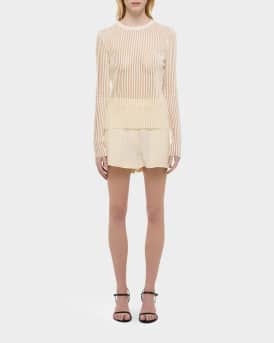 Sheer Stripe Crewneck Top