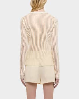 Sheer Stripe Crewneck Top