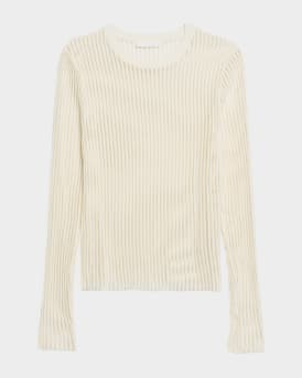 Sheer Stripe Crewneck Top