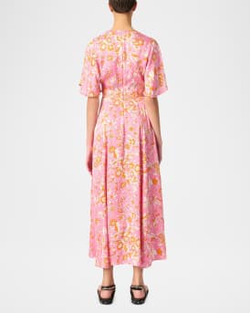 Ritalen Butterfly-Sleeve Midi Dress