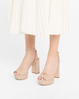 Nappa Triangle Peep-Toe Platform Sandals