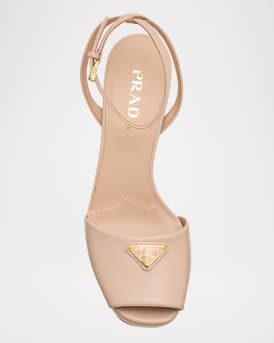 Nappa Triangle Peep-Toe Platform Sandals