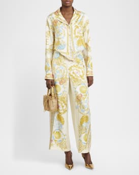 Underwater Barocco Foulard Silk Twill Crop Shirt