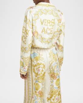 Underwater Barocco Foulard Silk Twill Crop Shirt