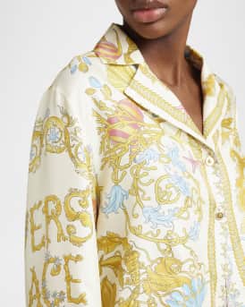 Underwater Barocco Foulard Silk Twill Crop Shirt