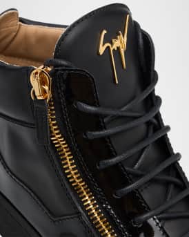Men's Mixed-Leather Mid-Top Sneakers